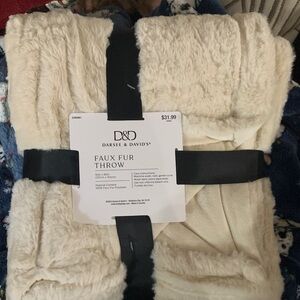 Cream Faux Fur Throw